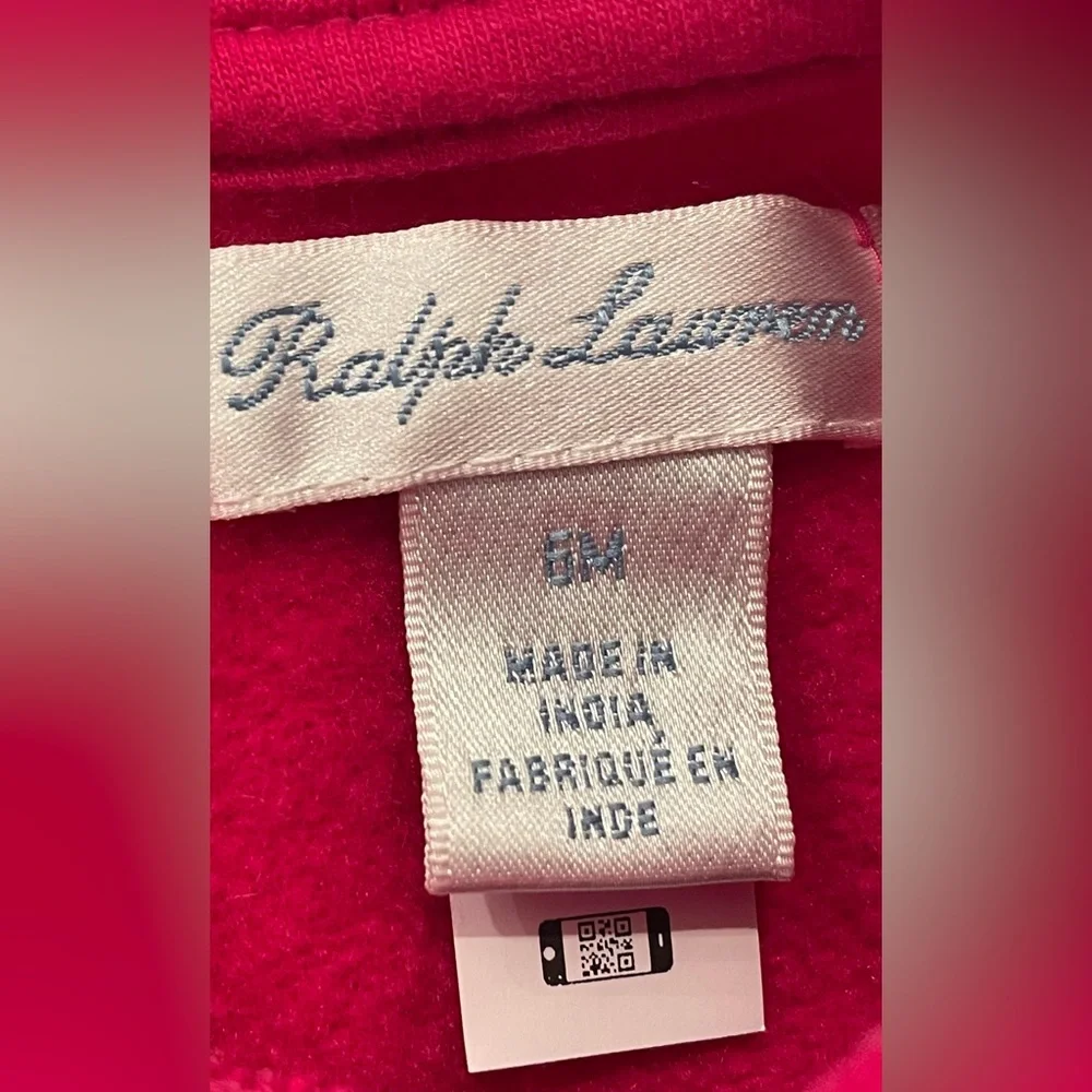 Ralph Lauren Girls‎ Polo Print Sweatshirt- Size 6 months